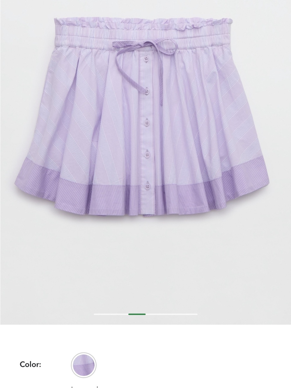 aerie Lavender and White Striped Button-Front Skirt with Tie
